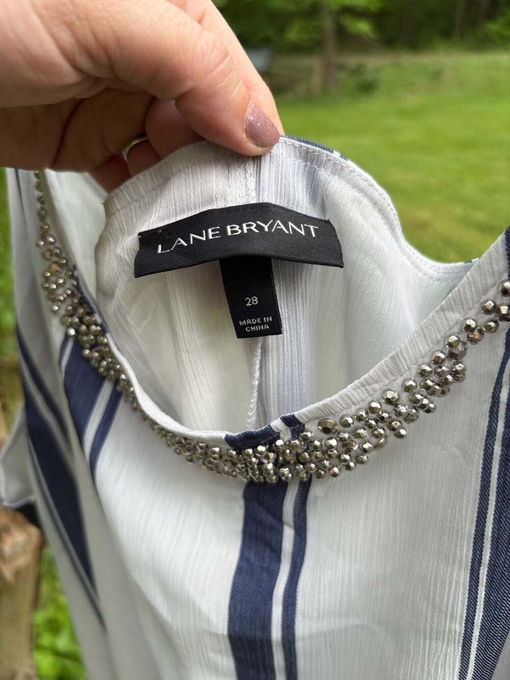 Lane Bryant Striped Camisole with Beaded Neckline